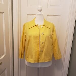 Briggs New York Yellow Polka Dot Crop Style Blazer Size 16 Missy